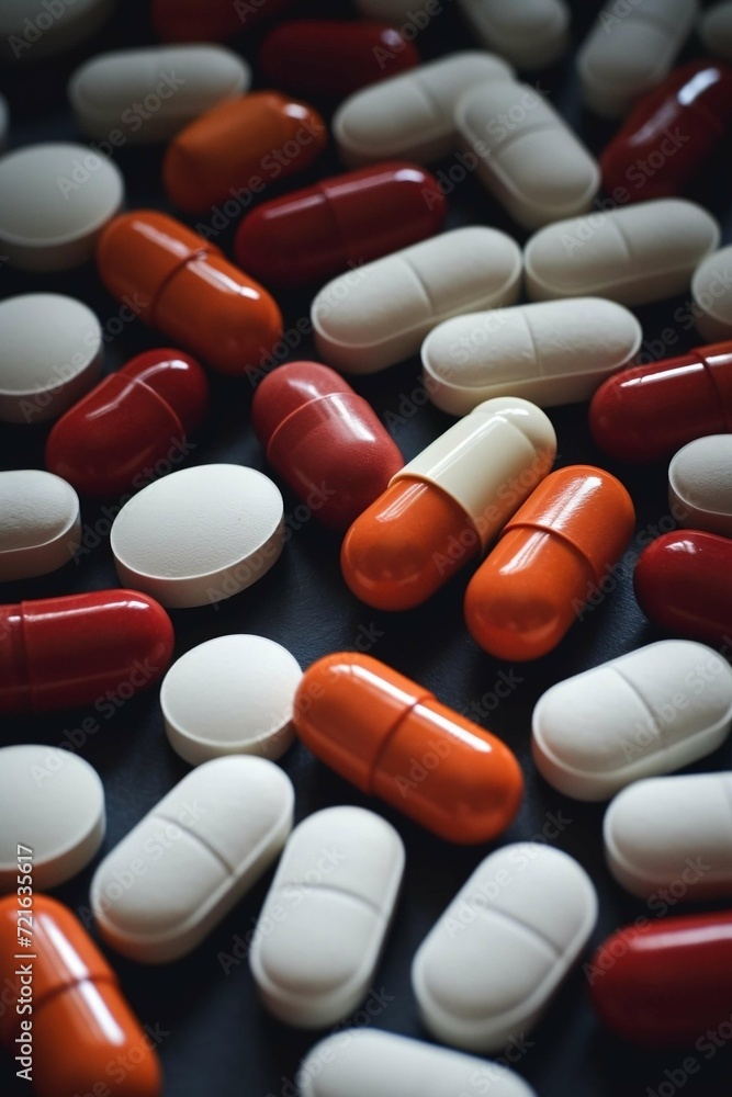 red and orange pills & capsules