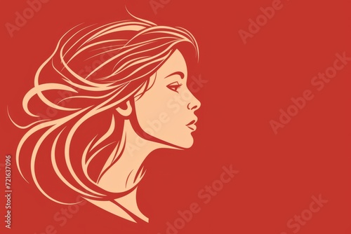 Profile of a Woman Against a Red Background