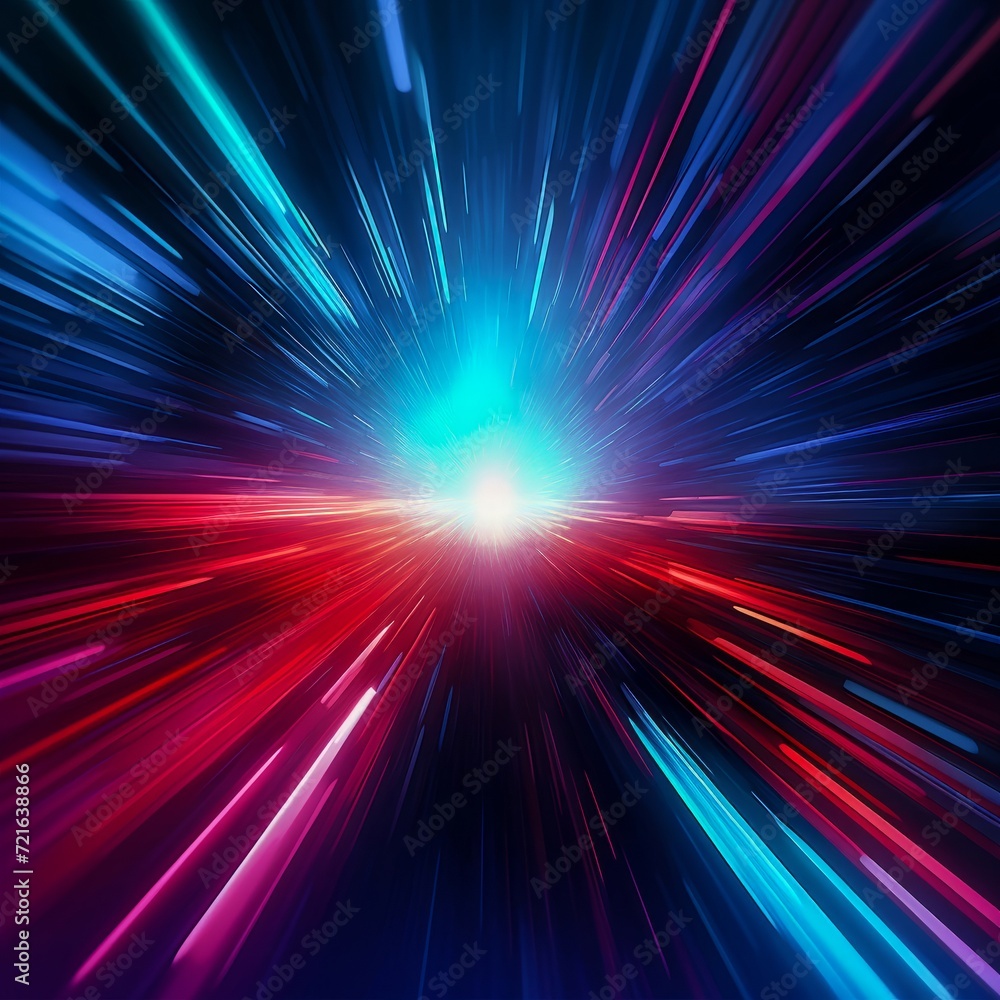 Abstract Background With Blue and Red Light Streaks. Generative AI. Abstract Background With Blue and Red Light Streaks. Generative AI.