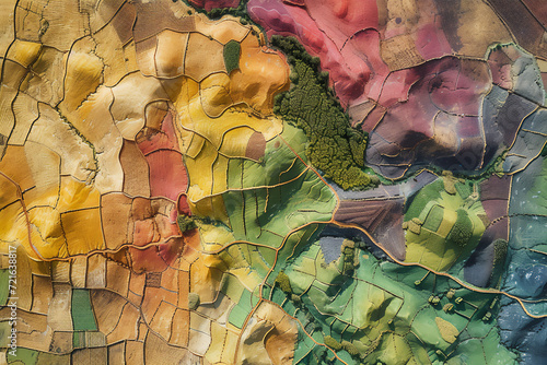 Map of agricultural fields made with LIDAR technology. GIS product made from aerial data from a drone photo