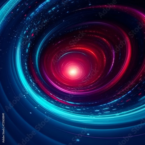 Vibrant Red and Blue Swirl With Starry Background. Generative AI.
