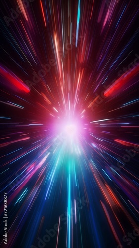 Vibrant Burst of Colorful Light Illuminating the Darkness. Generative AI.