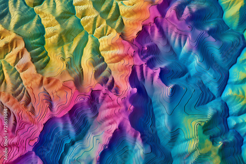 Agricultural terraces in aerial GIS data development. Map made in 3d scanning by Lidar  photo