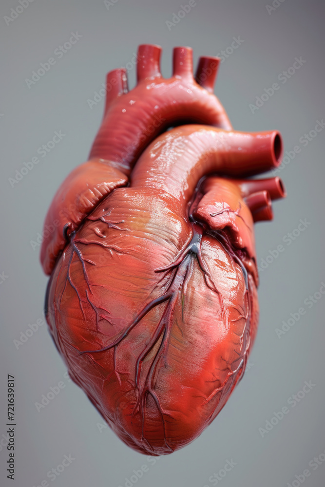 Realistic 3D Heart Model with Valves and Arteries, Generative AI