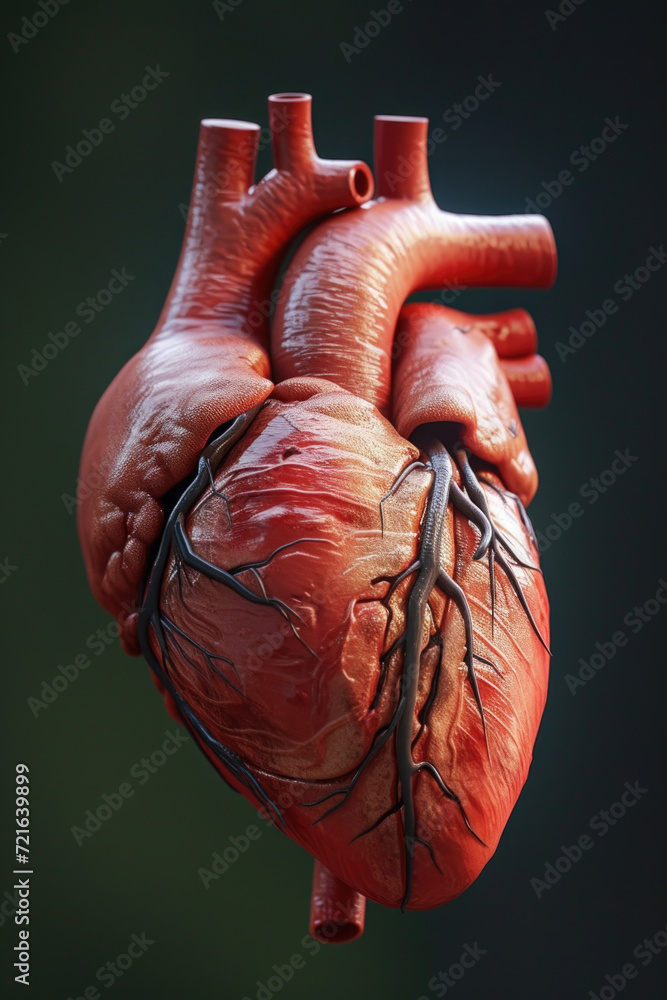 Realistic 3D Heart Model with Valves and Arteries, Generative AI