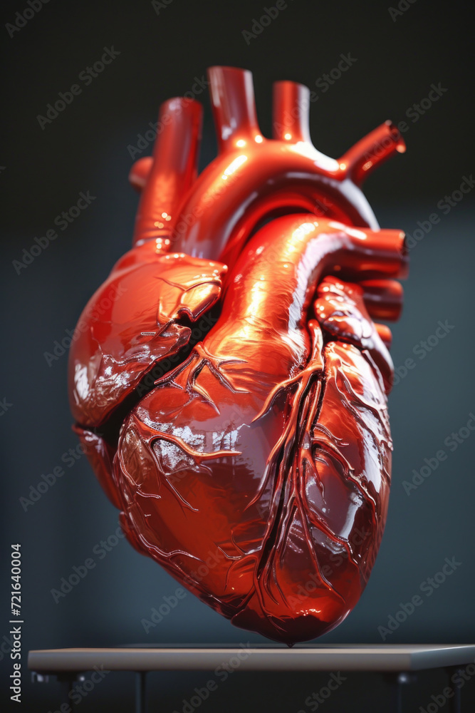 Realistic 3D Heart Model with Valves and Arteries, Generative AI