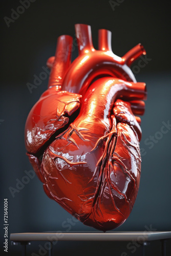 Obraz na płótnie Realistic 3D Heart Model with Valves and Arteries, Generative AI w salonie