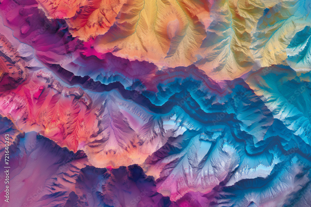 Digital elevation model. GIS product made after proccesing aerial pictures taken from a drone. It shows high rocky and steep mountain peaks. At their feet are visible valleys and mountain lakes Digital elevation model. GIS product made after proccesing aerial pictures taken from a drone. It shows high rocky and steep mountain peaks. At their feet are visible valleys and mountain lakes
