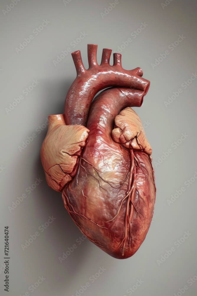 Realistic 3D Heart Model with Valves and Arteries, Generative AI