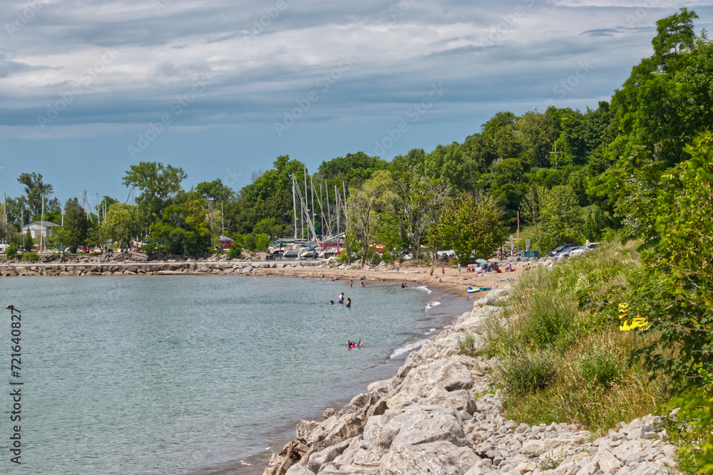 Nicely bending beach on the lake at Bayfield great for reveling - scenes from Bayfield, Huron County, ON, Canada