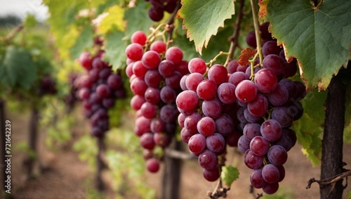 Wallpaper Mural Close-up view of red grapes hanging from vine in vineyard Torontodigital.ca