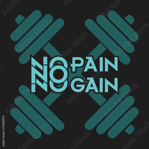 No Pain No Gain Gym Tshirt Design 