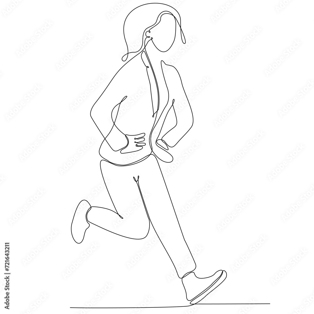 continuous line drawing of happy jumping businesswoman vector illustration continuous line drawing of happy jumping businesswoman vector illustration