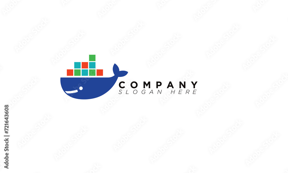 whale shipping creative logo and icon for branding and company 