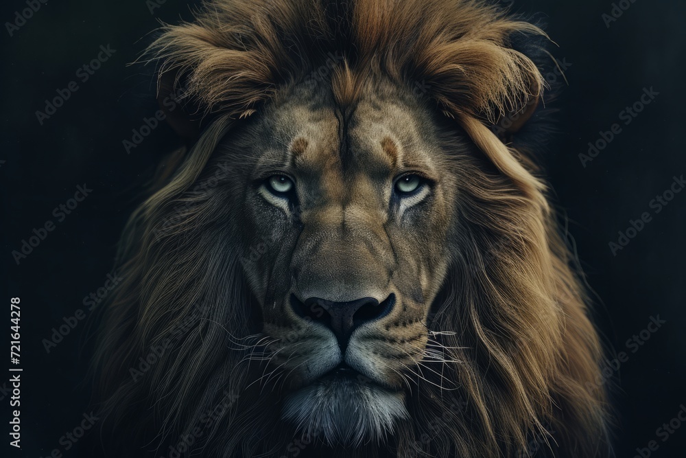 Portrait of a lion with a penetrating gaze, the king of the jungle exuding regal dignity and raw power.

