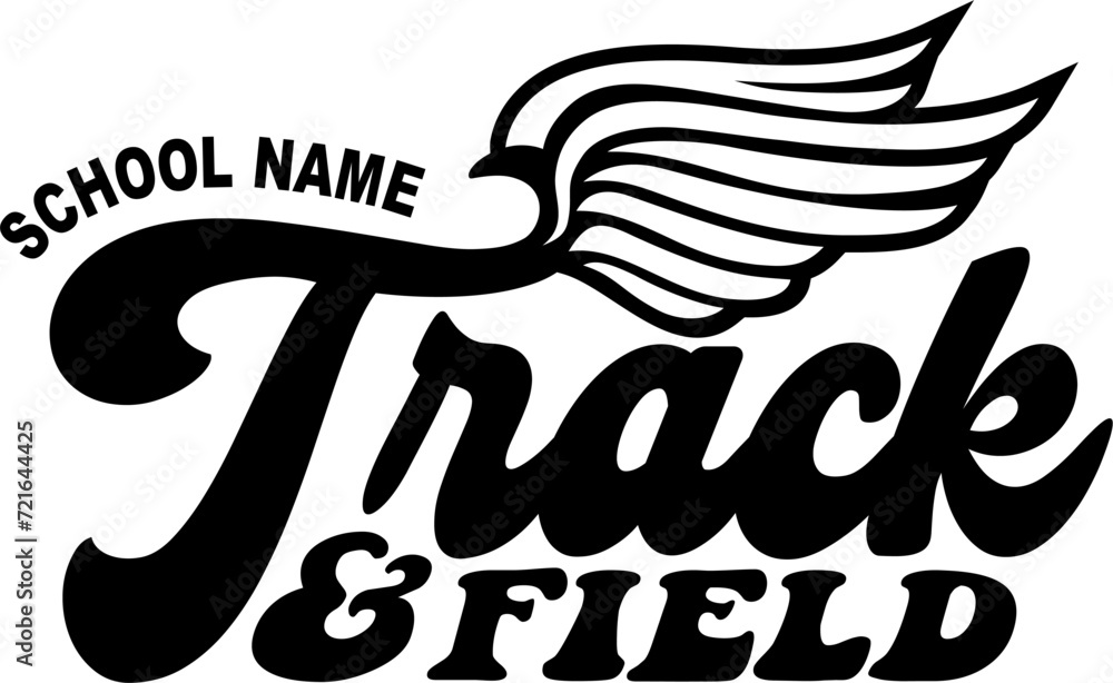 track and field team design with winged foot for school, college or league sports track and field team design with winged foot for school, college or league sports