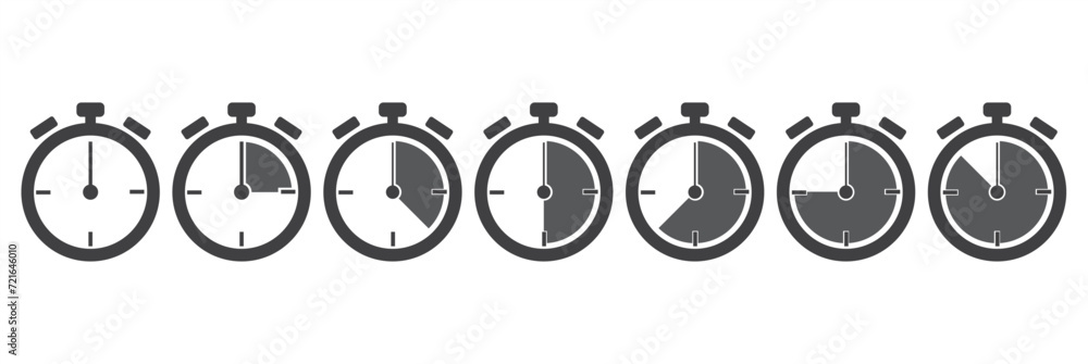 Vector icon of Stopwatch and Timer. Stopwatch icons set on Transparent background. Timer symbol vector illustration.