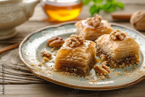 Traditional Baklava with Walnuts and Honey
