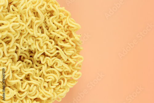 Round Instant Asian Dried Noodle, Korean Ramyeon. photo