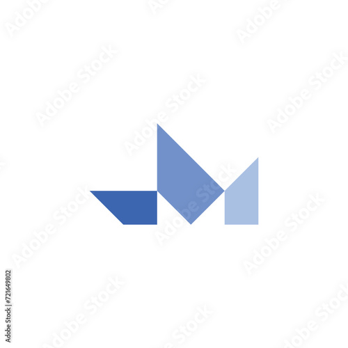 blue logo letter m geometric icon vector