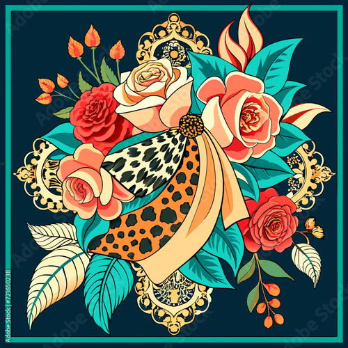 extile Artistry: A Scarf Displaying an Elegant Confluence of Leopard 