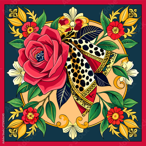 extile Artistry: A Scarf Displaying an Elegant Confluence of Leopard 