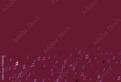 Light Blue, Red vector pattern with music elements.