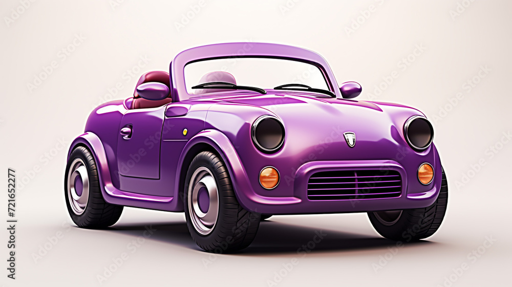 3d cartoon toy car purple color design element