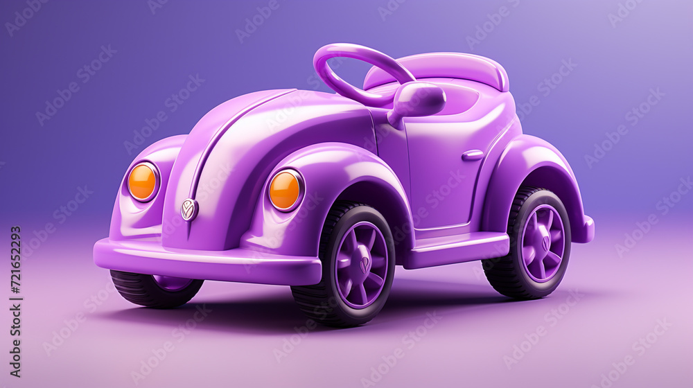 3d cartoon toy car purple color design element