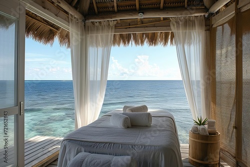 Luxurious overwater spa with holistic treatments and ocean views