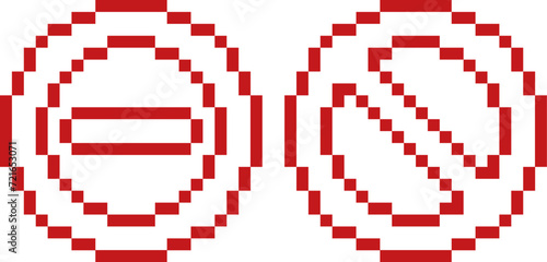 red pixel art prohibiting sign
