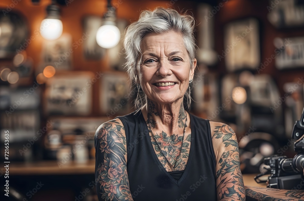 portrait of a old woman with tattoo portrait of a old woman with tattoo