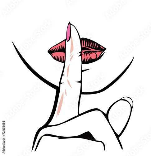 woman making "Shush" gesture of putting her finger to her lips