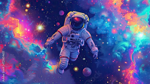 Vector illustration pastel color of space Astronauts and galaxy background.