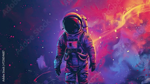 Vector illustration pastel color of space Astronauts and galaxy background.