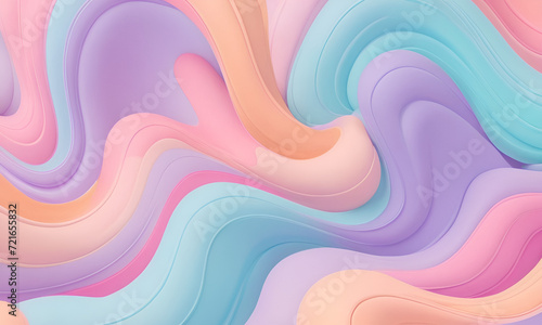 Discover a dreamy 3D abstract background blending pastel colors and swirling shapes