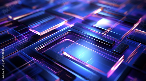 3d rendering of purple and blue abstract geometric