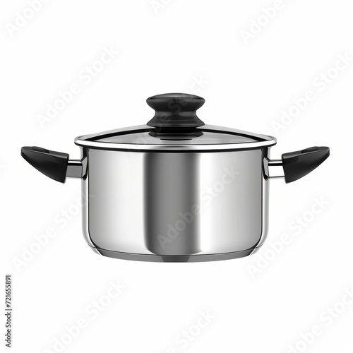 Saucepan with lid, isolated, white background