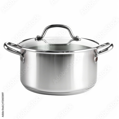 Saucepan with lid, isolated, white background