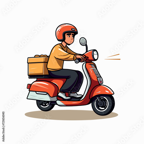 Food delivery in cartoon, doodle style. Image for t shirt. Isolated 2d vector illustration in logo, icon, sketch style, Eps 10. AI Generative © Alexey