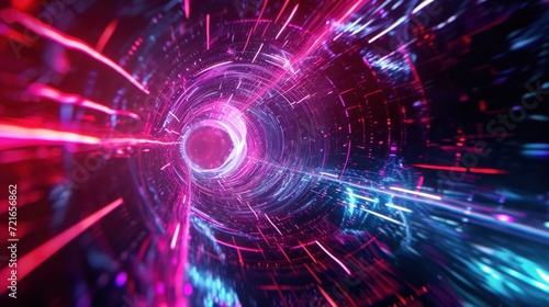 Beautiful abstract scifi tunnel background vibrant color.