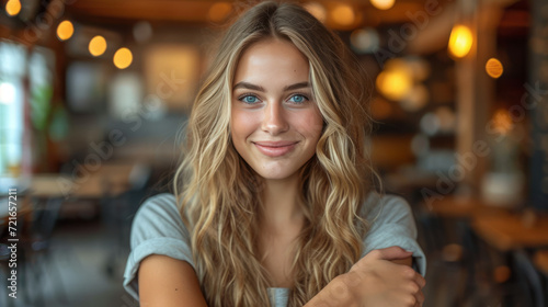 Wallpaper Mural The profile of a young businesswoman smiles brightly at the camera. Torontodigital.ca