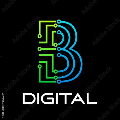 Technology letter logo design template illustration. This is good for technology, science, computer etc. this is b letter 