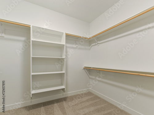 Modern residential empty bedroom closet interior
