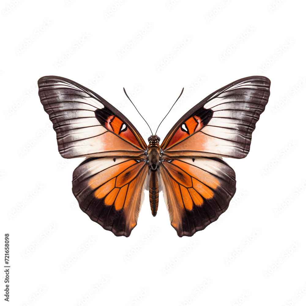 Flying butterfly isolated on white, transparent background