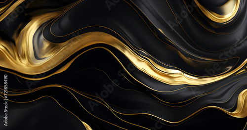 Abstract marble background fluid art painting alcohol ink style with a mix of black, gold colours