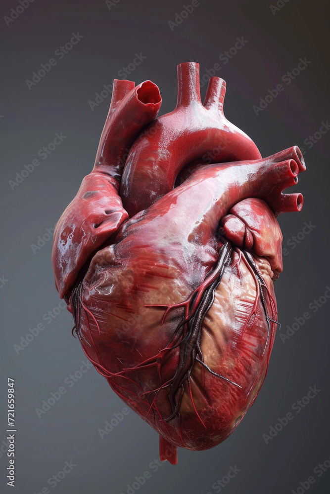 Realistic 3D Heart Model with Valves and Arteries, Generative AI