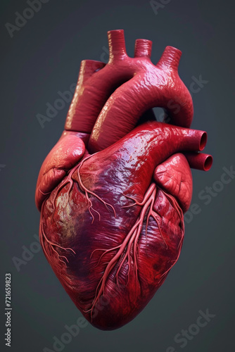 Obraz na płótnie Realistic 3D Heart Model with Valves and Arteries, Generative AI w salonie