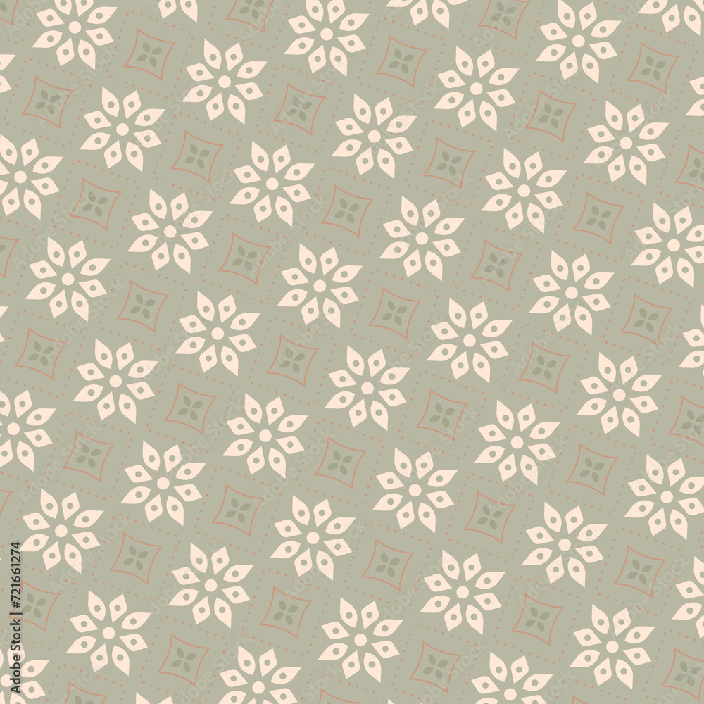 pattern of small white flowers on a gray background with a light green center and a light pink center, Annabel Kidston, arts and crafts movement, fine foliage lace, a screenprint. pattern of small white flowers on a gray background with a light green center and a light pink center, Annabel Kidston, arts and crafts movement, fine foliage lace, a screenprint.