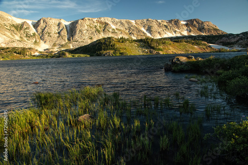 Snowy Range & Lewis Lake at sunrise; Wyoming photo